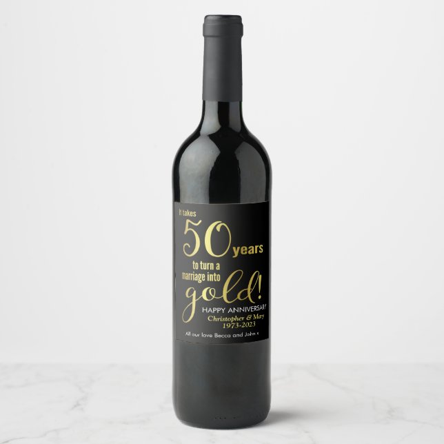 50th Wedding Anniversary Wine Label (Front)