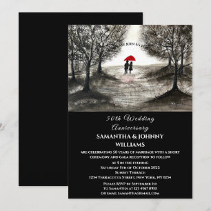 50th Wedding Anniversary Winter Couple Forest Invitation
