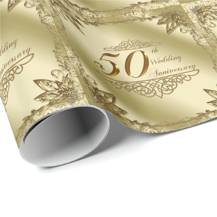 50th Wedding Anniversary Wrapping Paper Zazzle.co.uk
