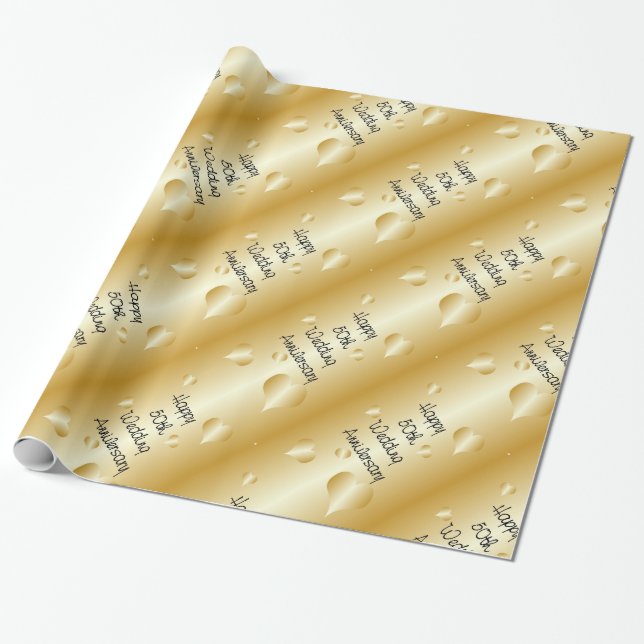 50th Wedding Anniversary Wrapping Paper (Unrolled)
