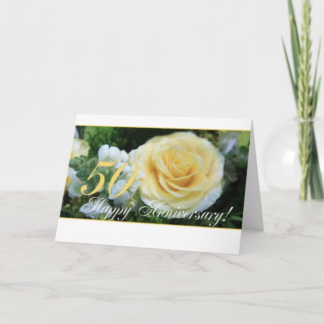 50th Wedding Anniversary - Yellow Rose Card (Front)