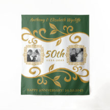 50th Wedding Anniversary Your Photos Green Gold