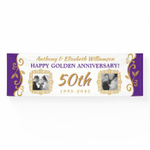 50th Wedding Anniversary Your Photos Purple Gold