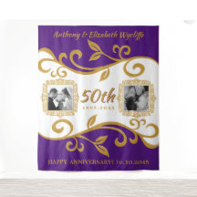 50th Wedding Anniversary Your Photos Purple Gold
