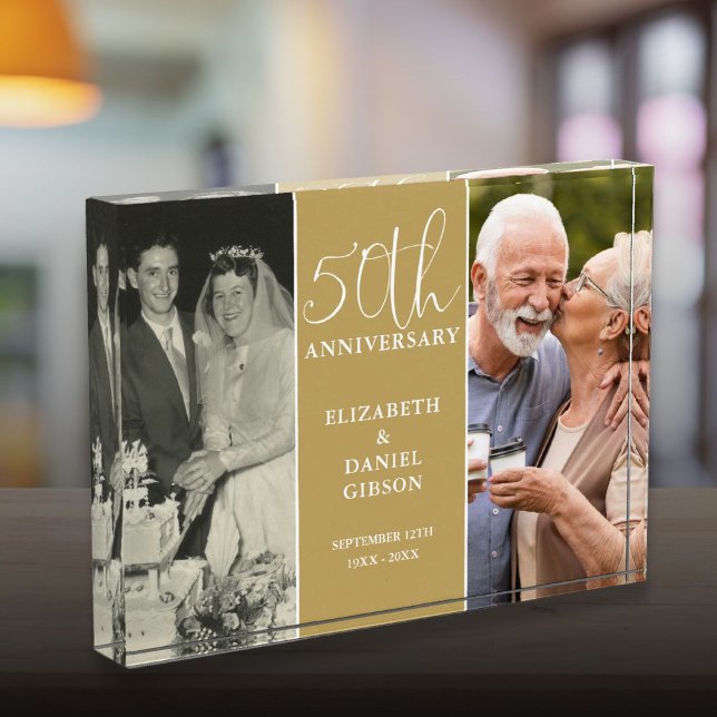 50th Wedding Golden Anniversary 2 Photo Block (50th Wedding Golden Anniversary 2 Photo Block)