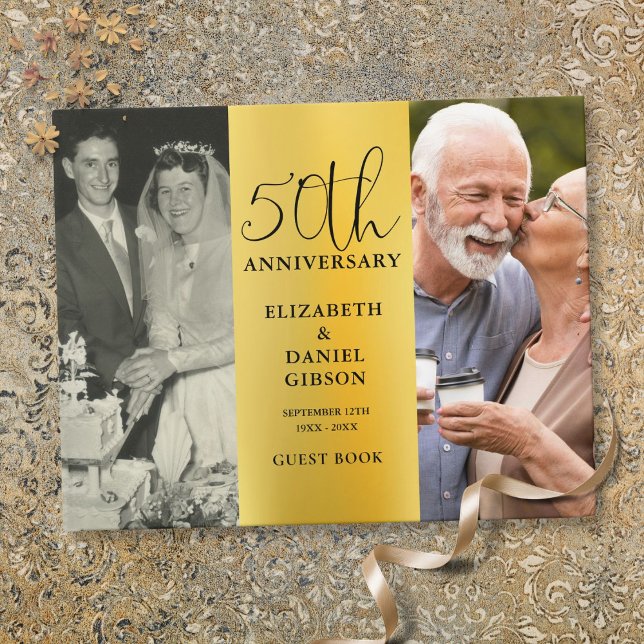 50th Wedding Golden Anniversary 2 Photo Guest Book (50th Wedding Golden Anniversary 2 Photo Guest Book)