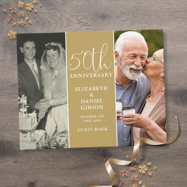 50th Wedding Golden Anniversary 2 Photo Guest Book (50th Wedding Golden Anniversary 2 Photo Guest Book)