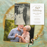 50th Wedding Golden Anniversary 2 Photo Invitation<br><div class="desc">Personalise with your favourite wedding photo and your special 50th golden wedding anniversary celebration details in chic gold typography. The reverse features a second photo of the happy couple now. Designed by Thisisnotme©</div>