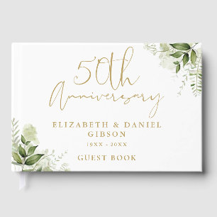 50th Wedding Golden Anniversary Greenery Photo Guest Book