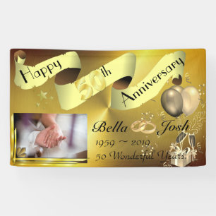50th Wedding Happy Anniversary Banner With Photo