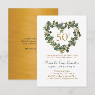 50th Wedding Watercolor Ivy Heart Wreath