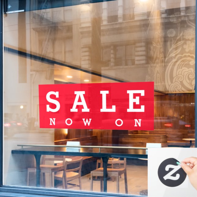50'x20' Custom Red Sale Now On Business Door Window Cling (Cafe Window)