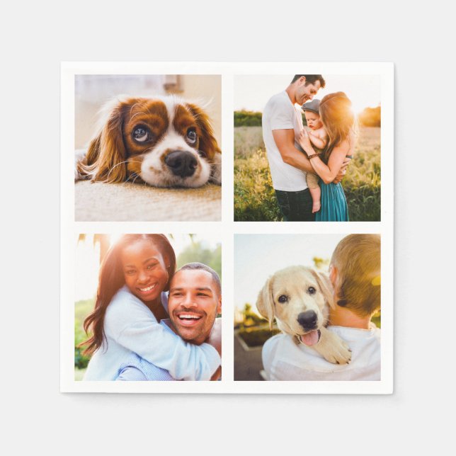 50x Serviettes Napkins 4 Photo Collage Template (Front)