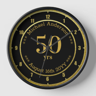 50yrs Retirement or Anniversary Personalised Round Clock