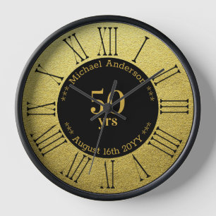 50yrs Retirement or Anniversary Personalised Round Clock