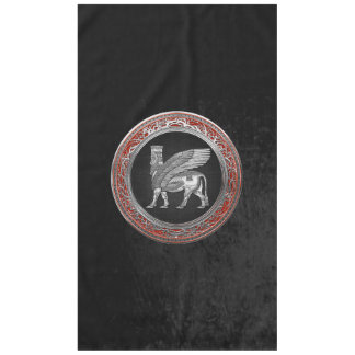 [510] Assyrian Winged Bull - Silver Lamassu Tablecloth