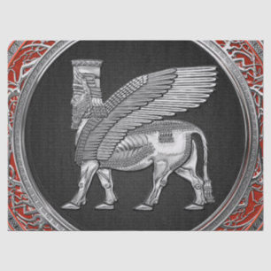 [510] Assyrian Winged Bull - Silver Lamassu Tissue Paper