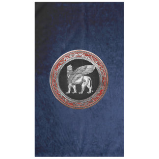 [510] Assyrian Winged Lion - Silver Lamassu Tablecloth