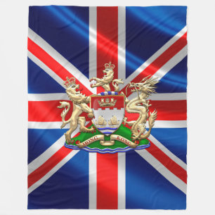 [510] Hong Kong Historical 1959-1997 Coat of Arms Fleece Blanket