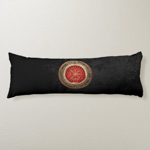 [510] Vegvisir - Viking Gold Magic Runic Compass Body Cushion
