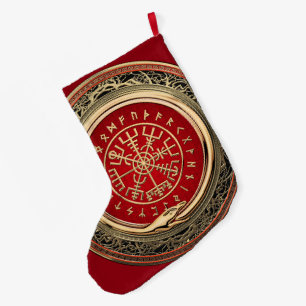 [510] Vegvisir - Viking Gold Magic Runic Compass Large Christmas Stocking