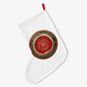 [510] Vegvisir - Viking Gold Magic Runic Compass Large Christmas Stocking