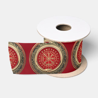 [510] Vegvisir - Viking Gold Magic Runic Compass Satin Ribbon
