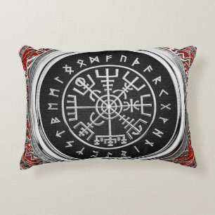 [510] Vegvisir - Viking Silver Magic Runic Compass Decorative Cushion