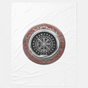 [510] Vegvisir - Viking Silver Magic Runic Compass Fleece Blanket