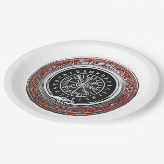 [510] Vegvisir - Viking Silver Magic Runic Compass Paper Plate