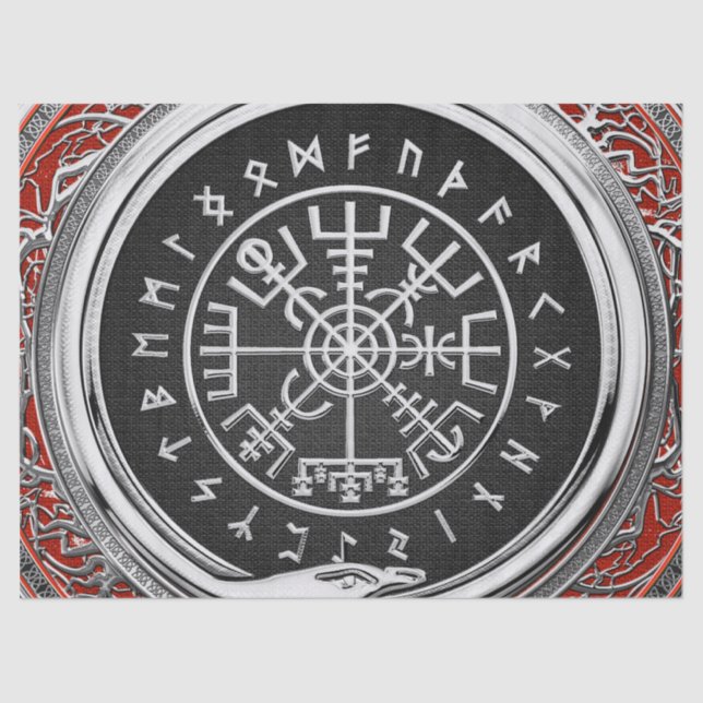 [510] Vegvisir - Viking Silver Magic Runic Compass Tissue Paper (Front)