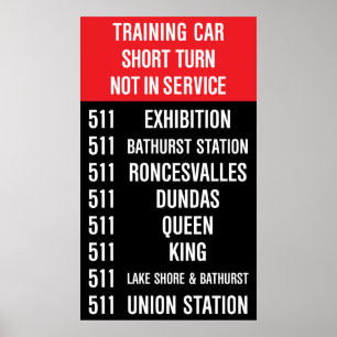 511 BATHURST Replica TTC Streetcar Rollsign Poster