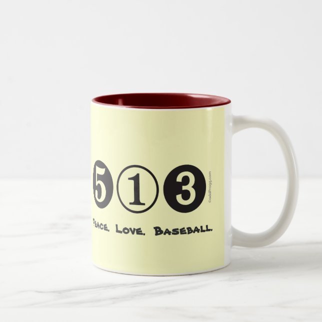 513 Area Code Peace Love Baseball Mug (Right)