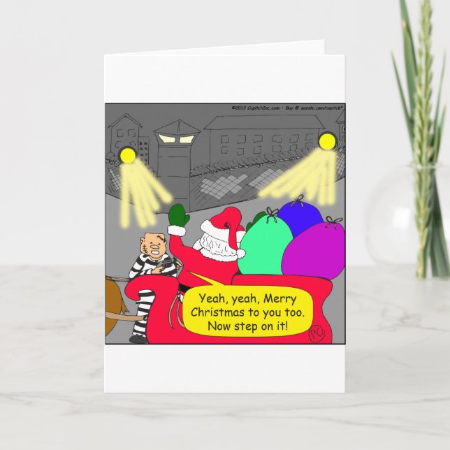515 prison escape santa cartoon holiday card (Front)