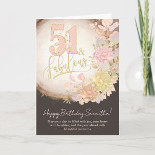 51 & Fabulous Floral Photo Personalized Birthday Card