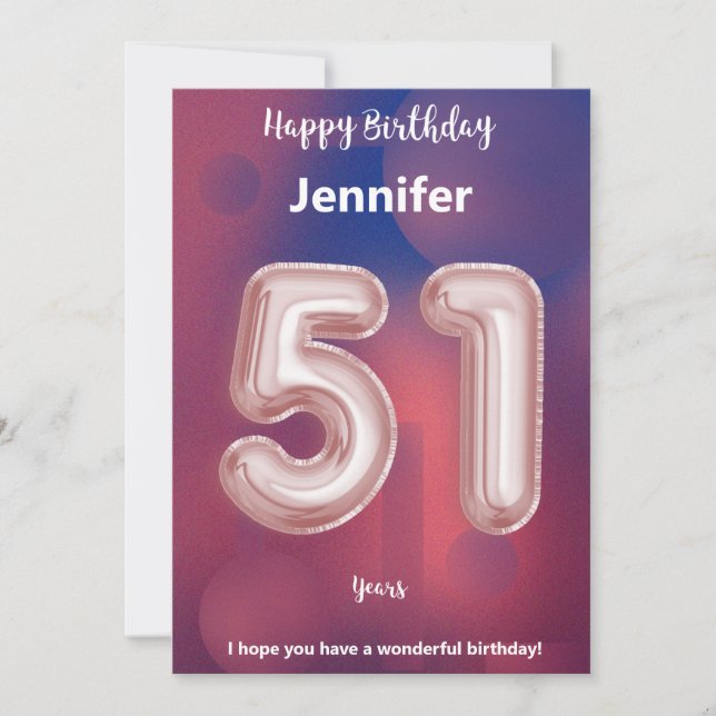 51 year old Happy Birthday card (Front)