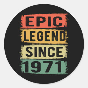 51 Years Old Bday 1971 Epic Legend 51st Birthday Classic Round Sticker