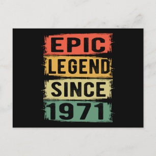51 Years Old Bday 1971 Epic Legend 51st Birthday Postcard
