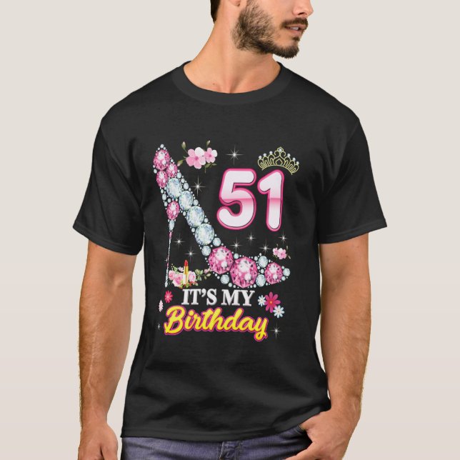 51 Years Old It's My 51st Birthday Pink Diamond Sh T-Shirt (Front)