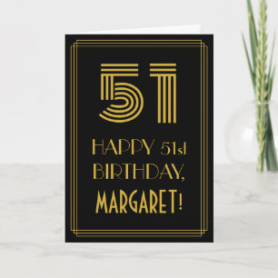 51st Birthday: Art Deco Inspired Look "51" & Name Card