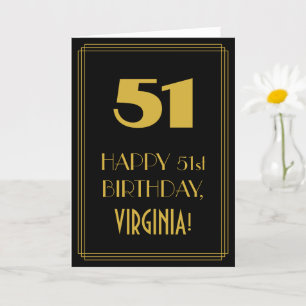 51st Birthday – Art Deco Inspired Look "51" & Name Card
