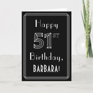 51st Birthday: Art Deco Style # 51 & Custom Name Card
