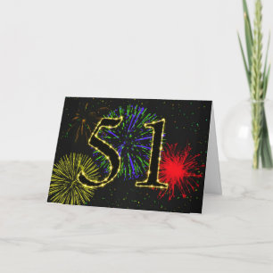 51st Birthday card with fireworks