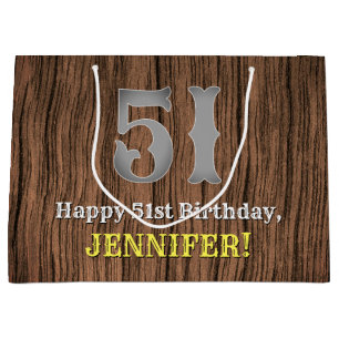 51st Birthday: Country Western Inspired Look, Name Large Gift Bag