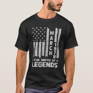 51St Birthday Gift March 1970 The Birth Of Legends T-Shirt