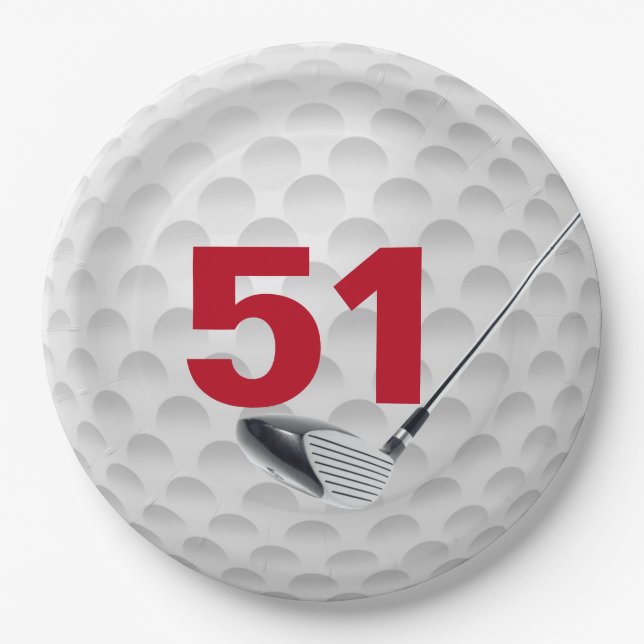 51st Birthday Golf Ball Design  Paper Plate (Front)