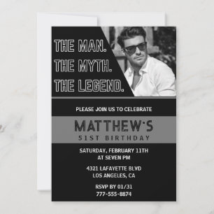 51st birthday invitations Black The Man The Legend