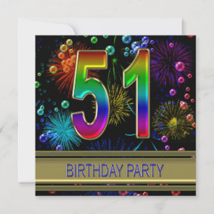 51st Birthday party Invitation with bubbles