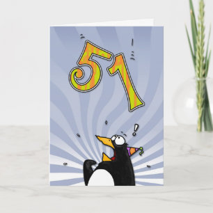51st Birthday - Penguin Surprise Card