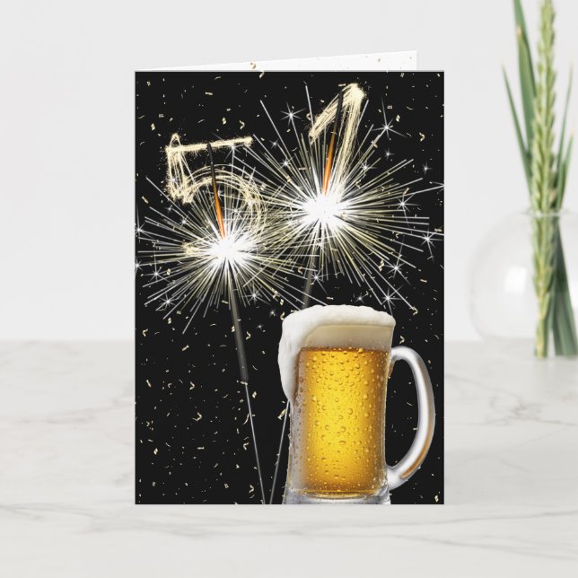 51st Birthday Sparklers With Beer Mug Card (Front)